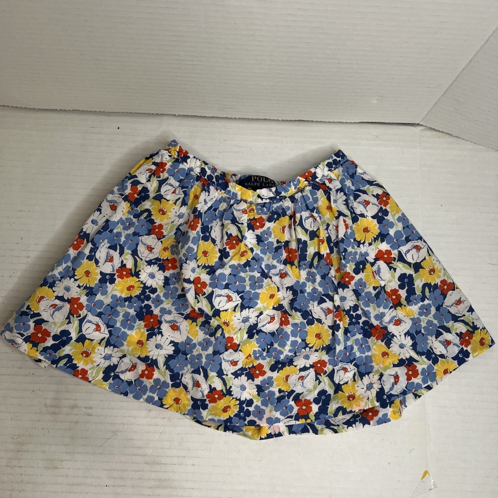 Ralph Lauren Girls Floral Twill Pull On Skirt Blue Multi with pockets Size‎ 3/3T